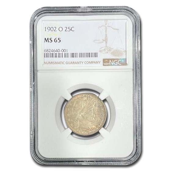 1902-O Barber Quarter MS-65 NGC