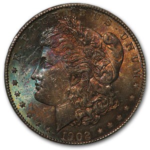 1902-O Morgan Dollar MS-64 PCGS (Blue & Russet Toning) 1902-O Morgan Dollar MS-64 PCGS (Blue & Russet Toning)