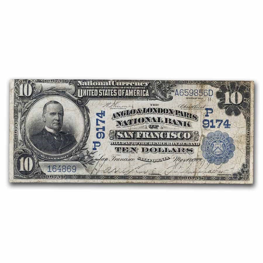 1902 Plain Back $10.00 San Francisco, CA Fine (Fr#TBD) CH#9174