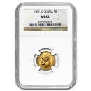 1902 Russia Gold 5 Roubles Nicholas II MS-65 NGC