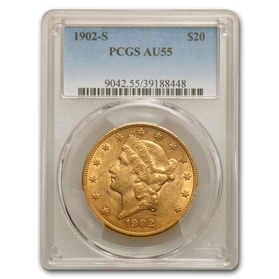 1902-S $20 Liberty Gold Double Eagle AU-55 PCGS 1902-S $20 Liberty Gold Double Eagle AU-55 PCGS