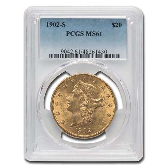 1902-S $20 Liberty Gold Double Eagle MS-61 PCGS 1902-S $20 Liberty Gold Double Eagle MS-61 PCGS