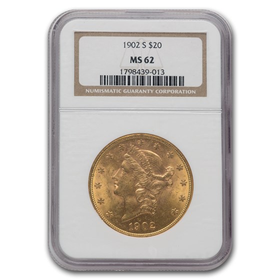 1902-S $20 Liberty Gold Double Eagle MS-62 NGC