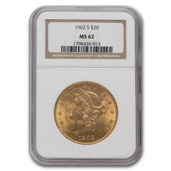 1902-S $20 Liberty Gold Double Eagle MS-62 NGC 1902-S $20 Liberty Gold Double Eagle MS-62 NGC