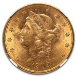 1902-S $20 Liberty Gold Double Eagle MS-62 NGC