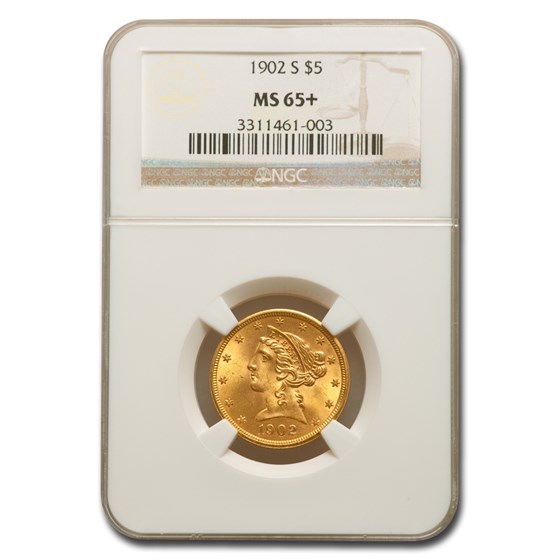 1902-S $5 Liberty Gold Half Eagle MS-65+ NGC 1902-S $5 Liberty Gold Half Eagle MS-65+ NGC