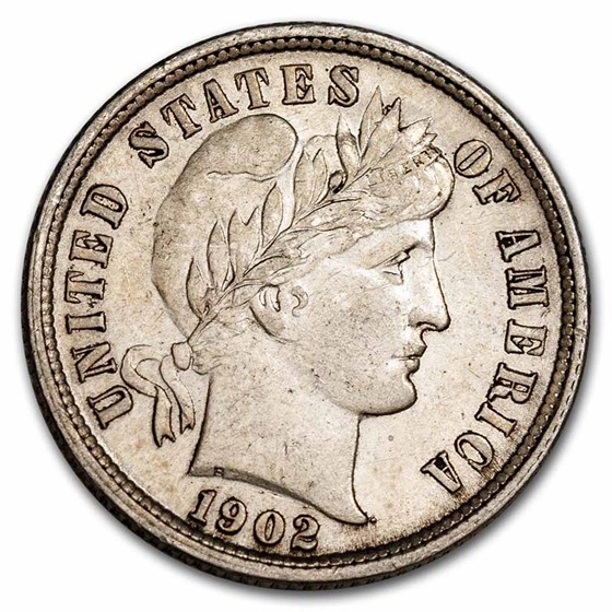 1902-S Barber Dime AU 1902-S Barber Dime AU
