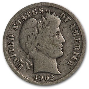 1902-S Barber Dime VG 1902-S Barber Dime VG