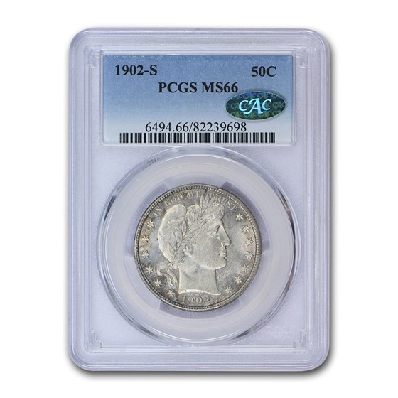 1902-S Barber Half Dollar MS-66 PCGS CAC 1902-S Barber Half Dollar MS-66 PCGS CAC