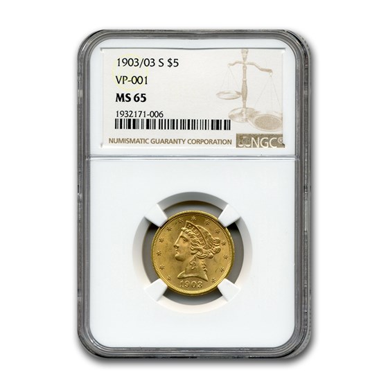1903/03-S $5 Liberty Gold Half Eagle MS-65 NGC (VP-001) 1903/03-S $5 Liberty Gold Half Eagle MS-65 NGC (VP-001)