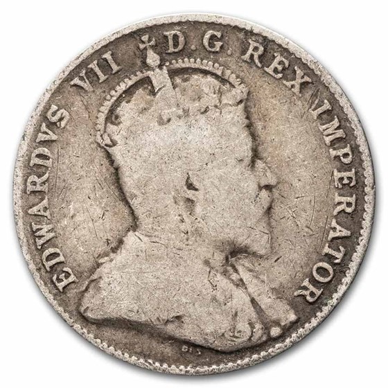 1903-1904 Newfoundland Silver 10 Cents Edward VII Avg Circ 1903-1904 Newfoundland Silver 10 Cents Edward VII Avg Circ