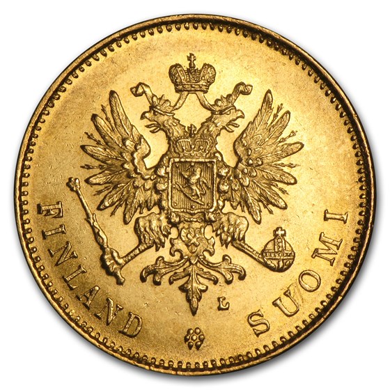 1903-1913 Finland Gold 20 Markkaa XF/AU (Random Dates) 1903-1913 Finland Gold 20 Markkaa XF/AU (Random Dates)