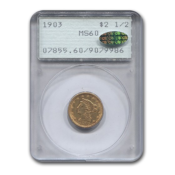 1903 $2.50 Liberty Gold Quarter Eagle MS-60 PCGS CAC 1903 $2.50 Liberty Gold Quarter Eagle MS-60 PCGS CAC