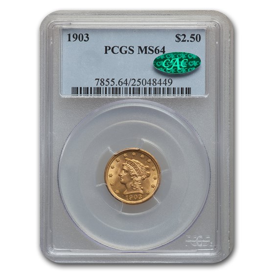 1903 $2.50 Liberty Gold Quarter Eagle MS-64 PCGS CAC 1903 $2.50 Liberty Gold Quarter Eagle MS-64 PCGS CAC
