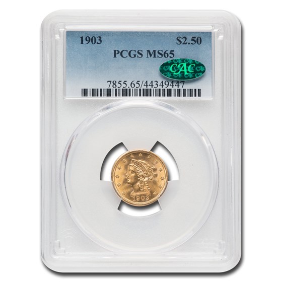 1903 $2.50 Liberty Gold Quarter Eagle MS-65 PCGS CAC 1903 $2.50 Liberty Gold Quarter Eagle MS-65 PCGS CAC