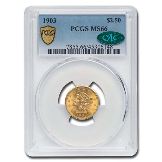 1903 $2.50 Liberty Gold Quarter Eagle MS-66 PCGS CAC 1903 $2.50 Liberty Gold Quarter Eagle MS-66 PCGS CAC