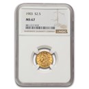 1903 $2.50 Liberty Gold Quarter Eagle MS-67 NGC