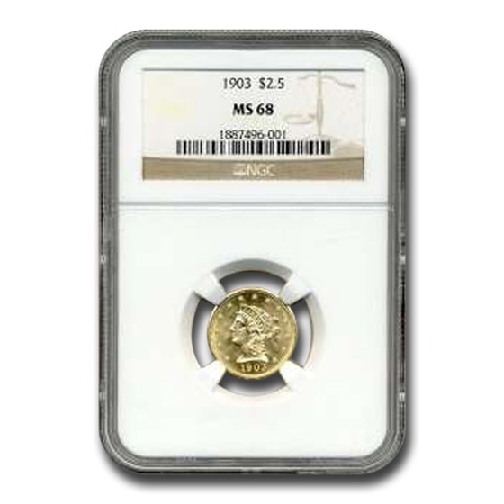 1903 $2.50 Liberty Gold Quarter Eagle MS-68 NGC 1903 $2.50 Liberty Gold Quarter Eagle MS-68 NGC