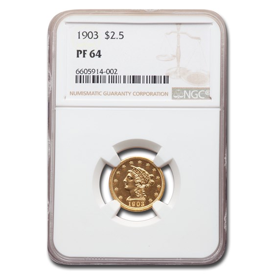 1903 $2.50 Liberty Gold Quarter Eagle PF-64 NGC 1903 $2.50 Liberty Gold Quarter Eagle PF-64 NGC