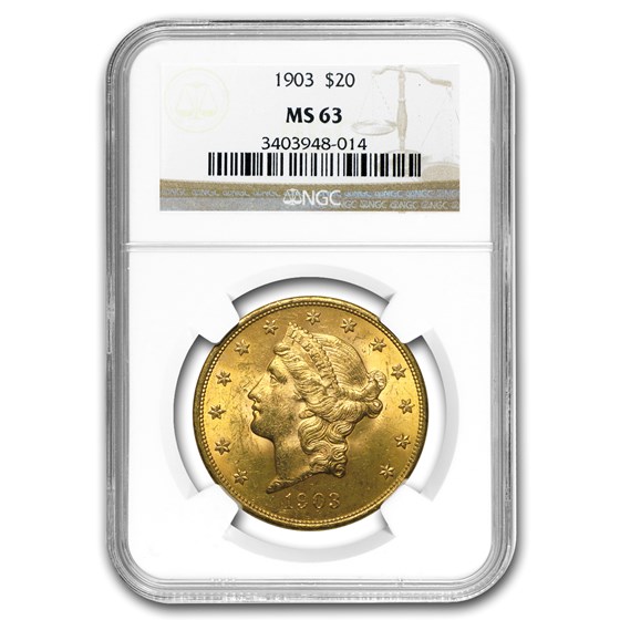 1903 $20 Liberty Gold Double Eagle MS-63 NGC 1903 $20 Liberty Gold Double Eagle MS-63 NGC