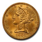 1903 $5 Liberty Gold Half Eagle MS-67 PCGS