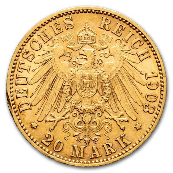 1903-A Germany Gold 20 Marks Prussia Wilhelm II BU 1903-A Germany Gold 20 Marks Prussia Wilhelm II BU