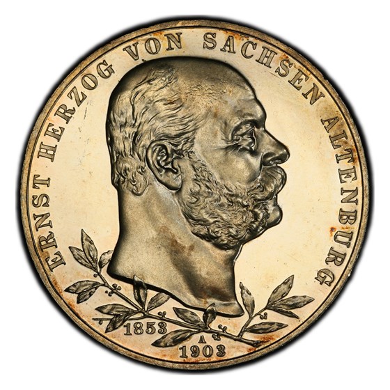 1903-A Germany Silver 5 Mark Ernst I PR-64 Cameo PCGS (Saxe-Alt)