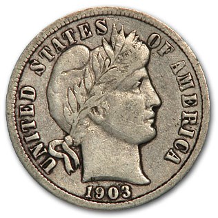 1903 Barber Dime VF