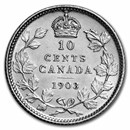 1903 Canada Silver 10 Cents Edward VII AU Details (Cleaned)