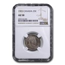 1903 Canada Silver 25 Cents Edward VII AU-58 NGC