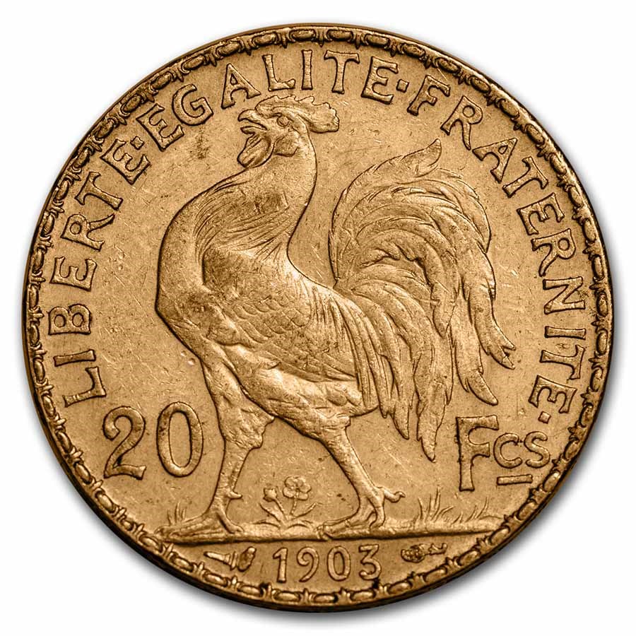 1903 France Gold 20 Francs Rooster BU