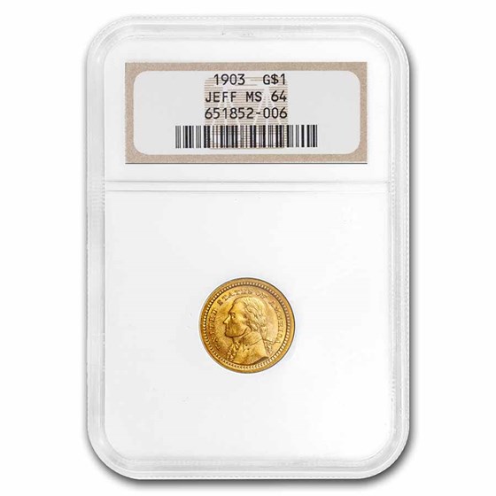 1903 Gold $1.00 Louisiana Purchase Jefferson MS-64 NGC 1903 Gold $1.00 Louisiana Purchase Jefferson MS-64 NGC