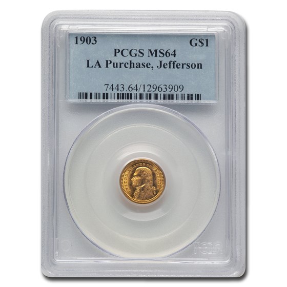1903 Gold $1.00 Louisiana Purchase Jefferson MS-64 PCGS 1903 Gold $1.00 Louisiana Purchase Jefferson MS-64 PCGS