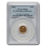 1903 Gold $1.00 Louisiana Purchase Jefferson MS-64 PCGS