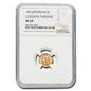 1903 Gold $1.00 Louisiana Purchase Jefferson MS-65 NGC 1903 Gold $1.00 Louisiana Purchase Jefferson MS-65 NGC