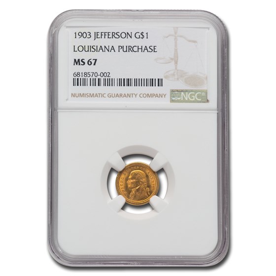 1903 Gold $1.00 Louisiana Purchase Jefferson MS-67 NGC