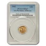 1903 Gold $1.00 Louisiana Purchase Jefferson MS-67 PCGS