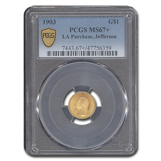 1903 Gold $1.00 Louisiana Purchase Jefferson MS-67+ PCGS 1903 Gold $1.00 Louisiana Purchase Jefferson MS-67+ PCGS
