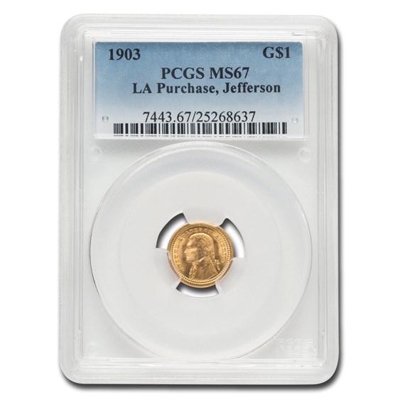 1903 Gold $1.00 Louisiana Purchase Jefferson MS-67 PCGS 1903 Gold $1.00 Louisiana Purchase Jefferson MS-67 PCGS