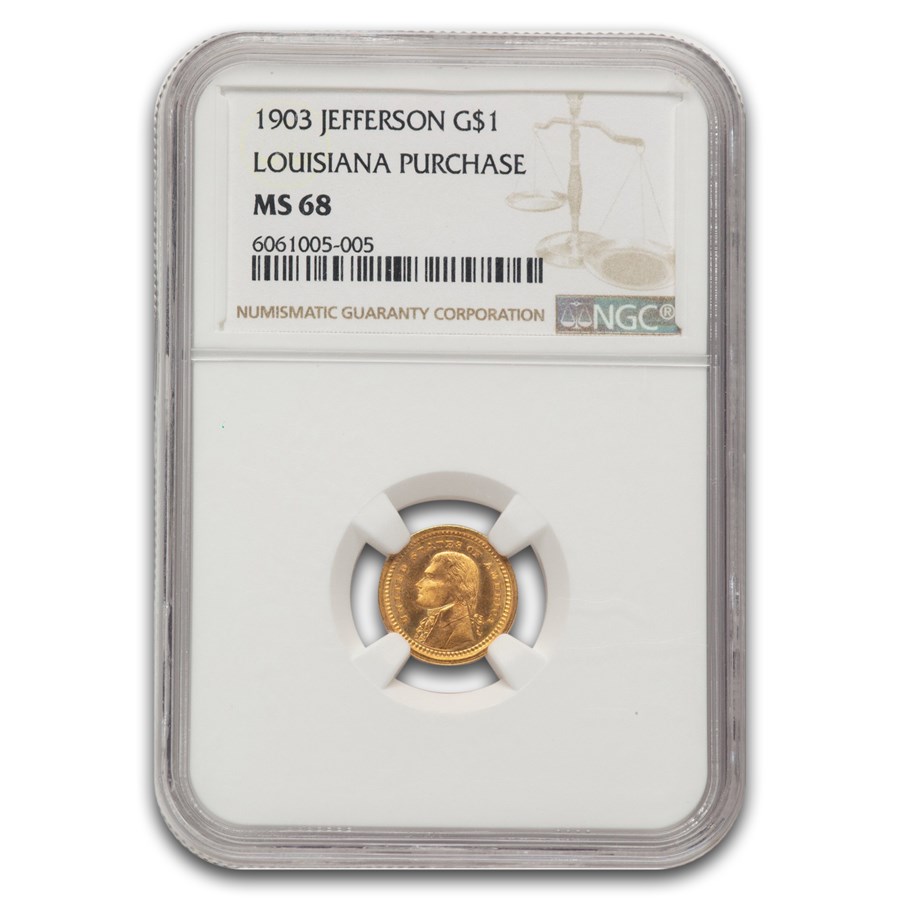 1903 Gold $1.00 Louisiana Purchase Jefferson MS-68 NGC