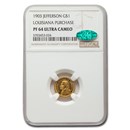 1903 Gold $1.00 Louisiana Purchase Jefferson PF-64 UCAM NGC CAC 1903 Gold $1.00 Louisiana Purchase Jefferson PF-64 UCAM NGC CAC