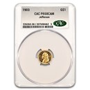 1903 Gold $1.00 Louisiana Purchase Jefferson PR-58 Cameo CACG