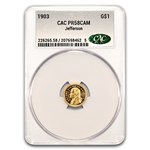 1903 Gold $1.00 Louisiana Purchase Jefferson PR-58 Cameo CACG