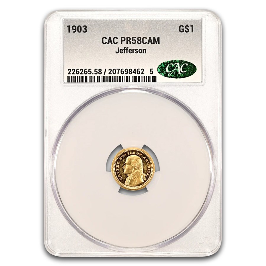 1903 Gold $1.00 Louisiana Purchase Jefferson PR-58 Cameo CACG