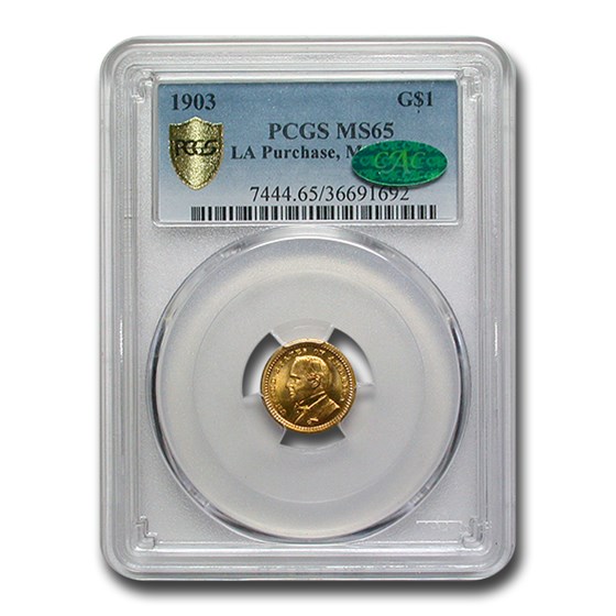 1903 Gold $1.00 Louisiana Purchase McKinley MS-65 PCGS CAC 1903 Gold $1.00 Louisiana Purchase McKinley MS-65 PCGS CAC