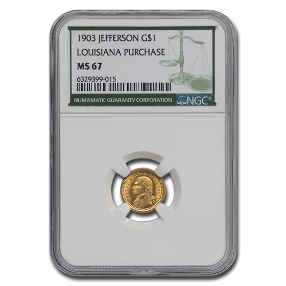 1903 Gold $1.00 Louisiana Purchase MS-67 NGC (Green Label)