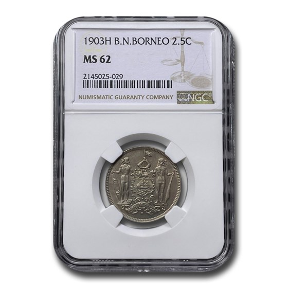 1903-H British North Borneo 2 1/2 Cents MS-62 NGC 1903-H British North Borneo 2 1/2 Cents MS-62 NGC