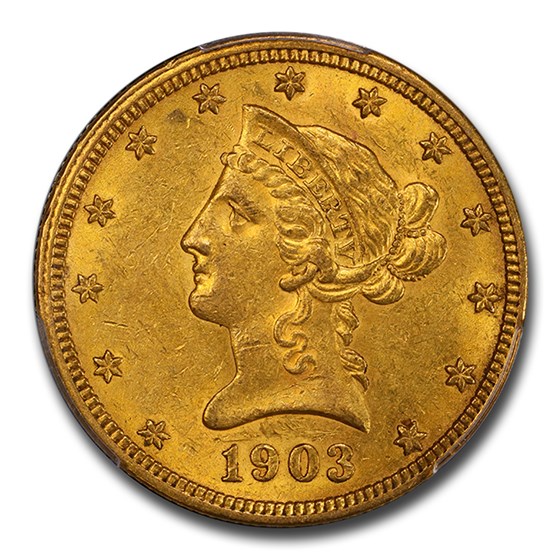 1903-O $10 Liberty Gold Eagle AU-55 PCGS CAC 1903-O $10 Liberty Gold Eagle AU-55 PCGS CAC