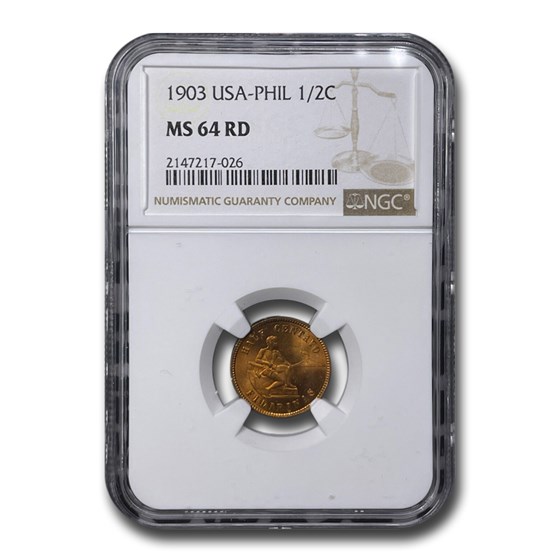 1903 Philippines 1/2 Centavo MS-64 NGC (Red) 1903 Philippines 1/2 Centavo MS-64 NGC (Red)
