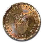1903 Philippines 1/2 Centavo MS-64 PCGS (Red/Brown)